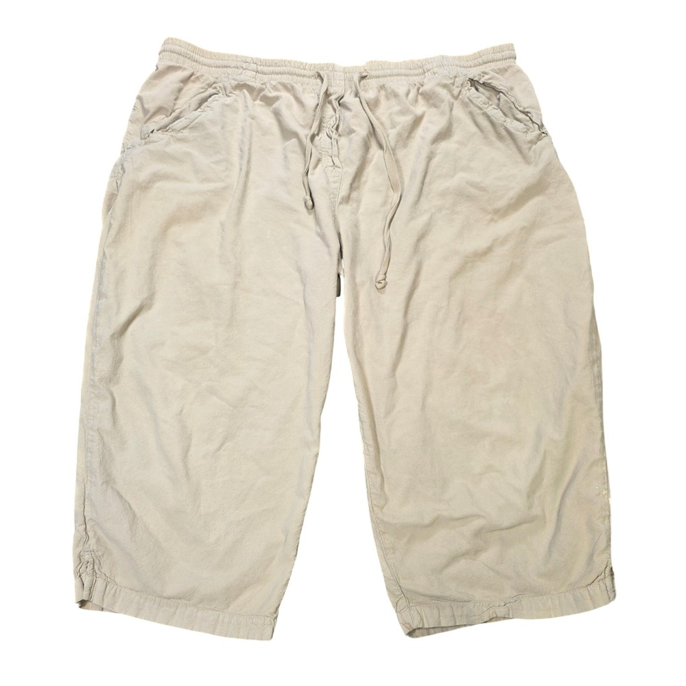 White Stag Cropped Drawstring Pants Women's Size 22W/24W Pueblo Khaki All Cotton